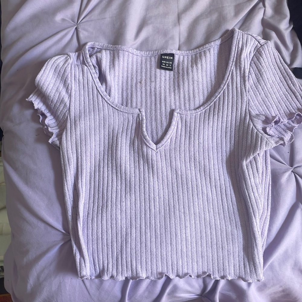 Lavander lettuce trim SHEIN top